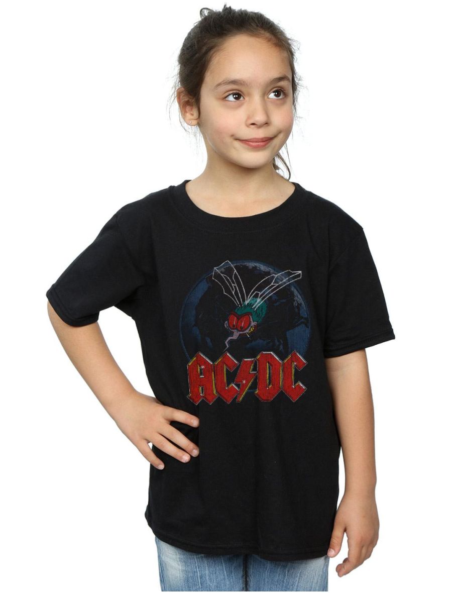 AC/DC Girls Fly On The Wall Cotton T-Shirt - Black