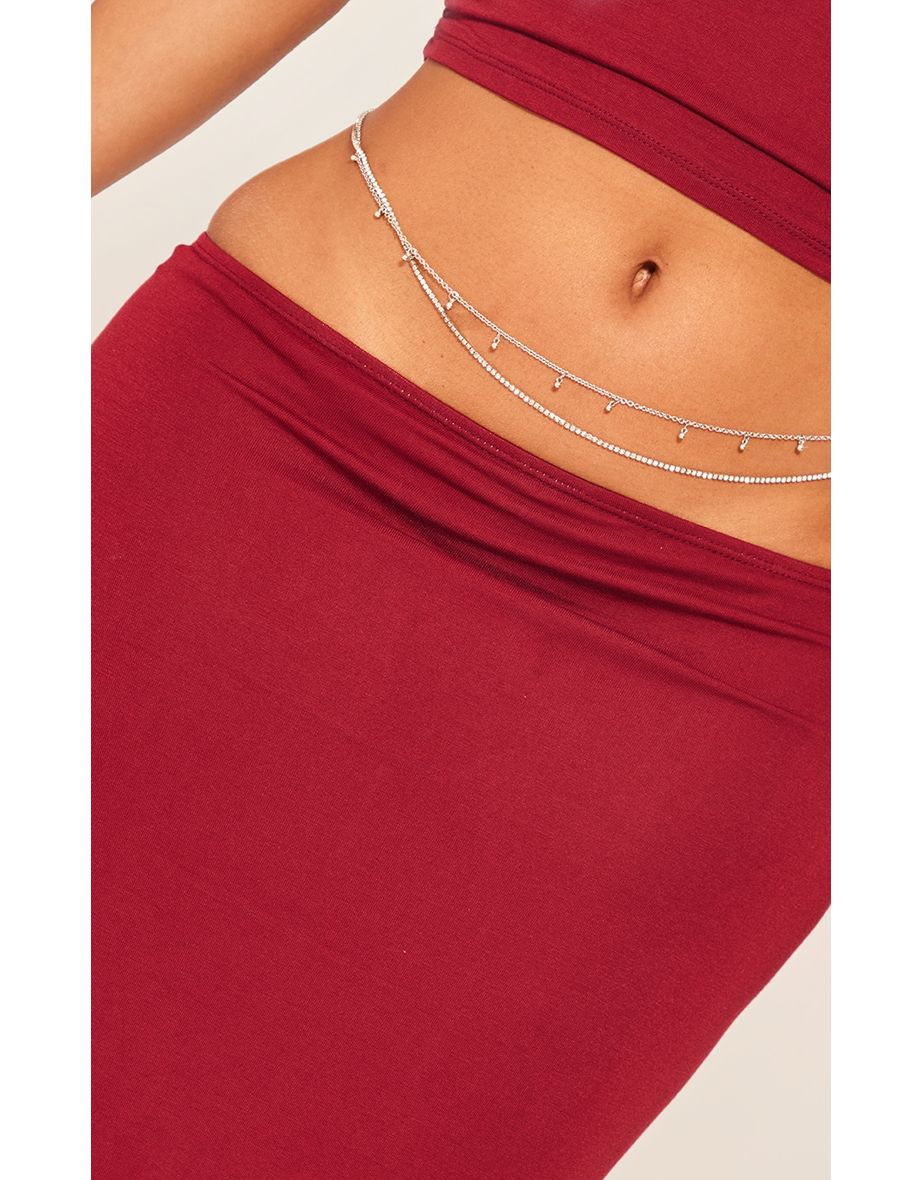 Shape Burgundy Jersey Low Waist Maxi Skirt - 3