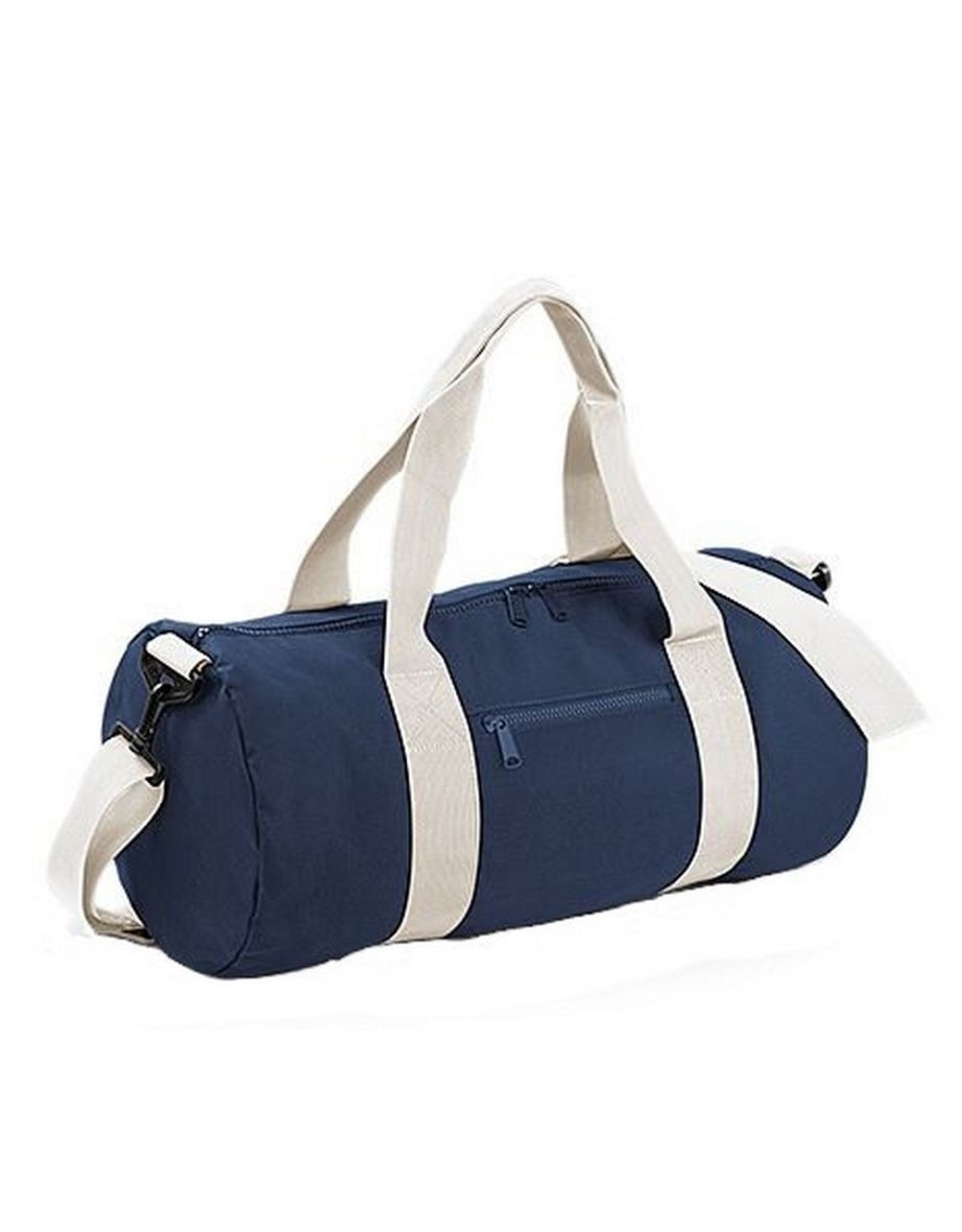 Bagbase Plain Varsity Barrel / Duffle Bag (20 Litres) - French Navy/Off White