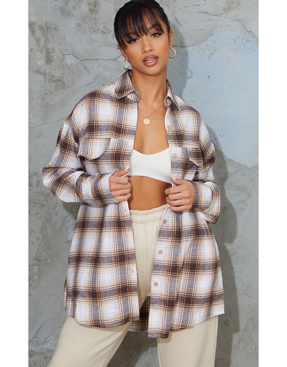 Petite Stone Checked Oversized Shirt