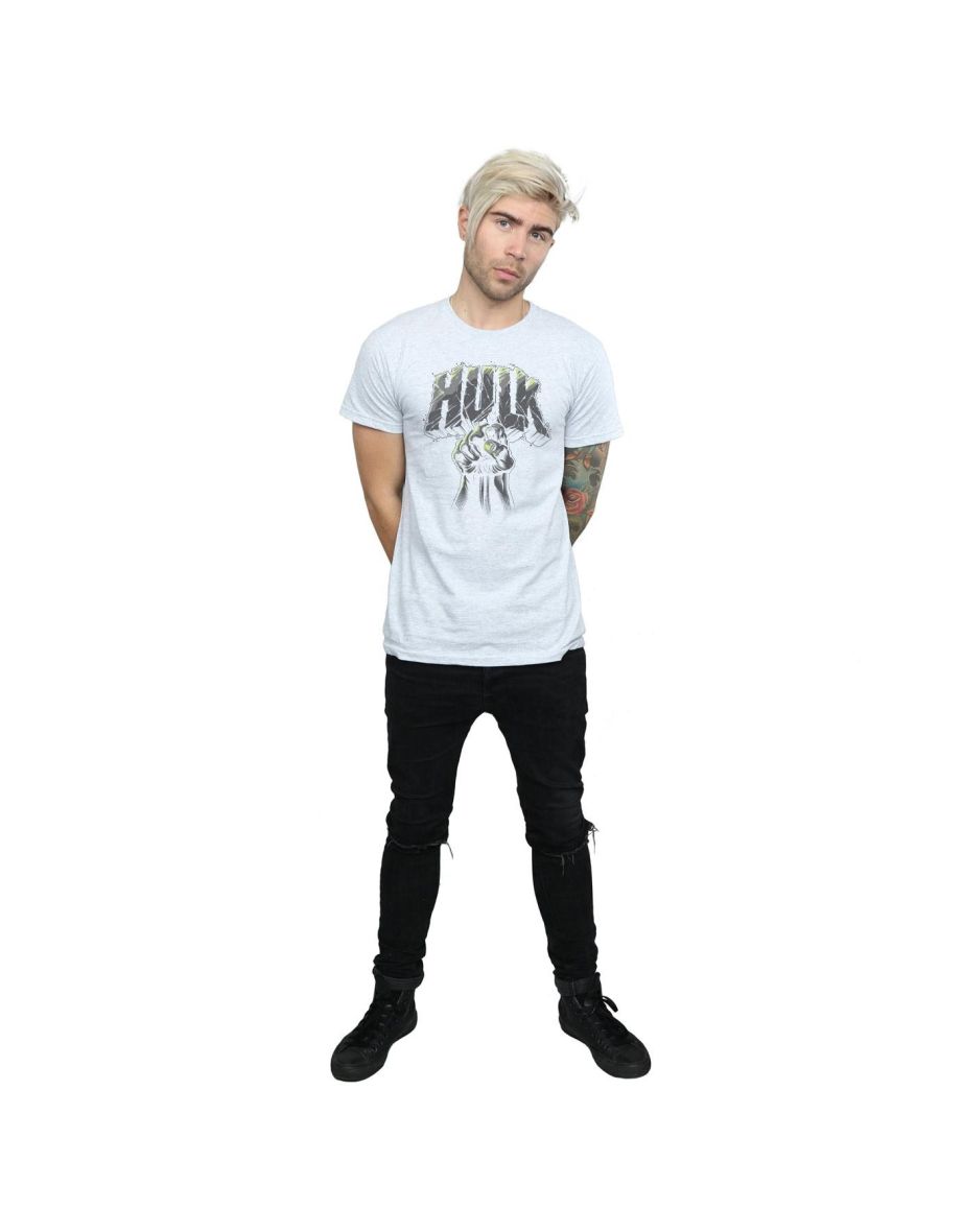 Marvel Mens Hulk Punch Logo T-Shirt - Sports Grey - 3
