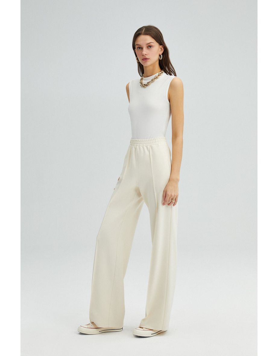 RIBBED CREPE TROUSERS