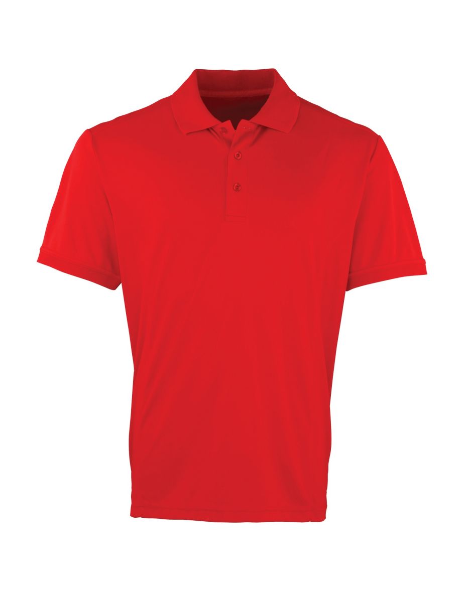 Premier Mens Coolchecker Pique Short Sleeve Polo T-Shirt - Red