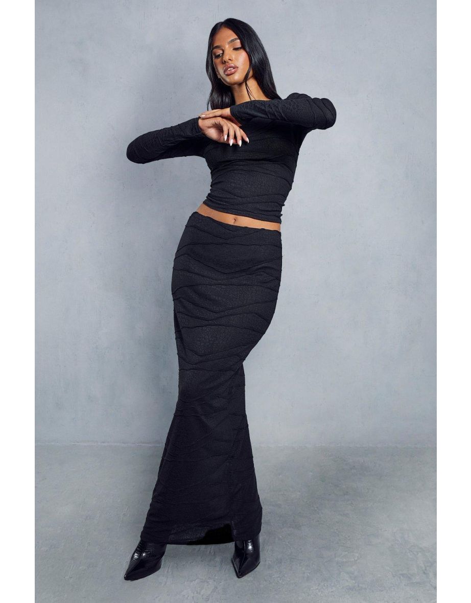 Shop Sheer Crinkle Detail Maxi Skirt Online in Libya