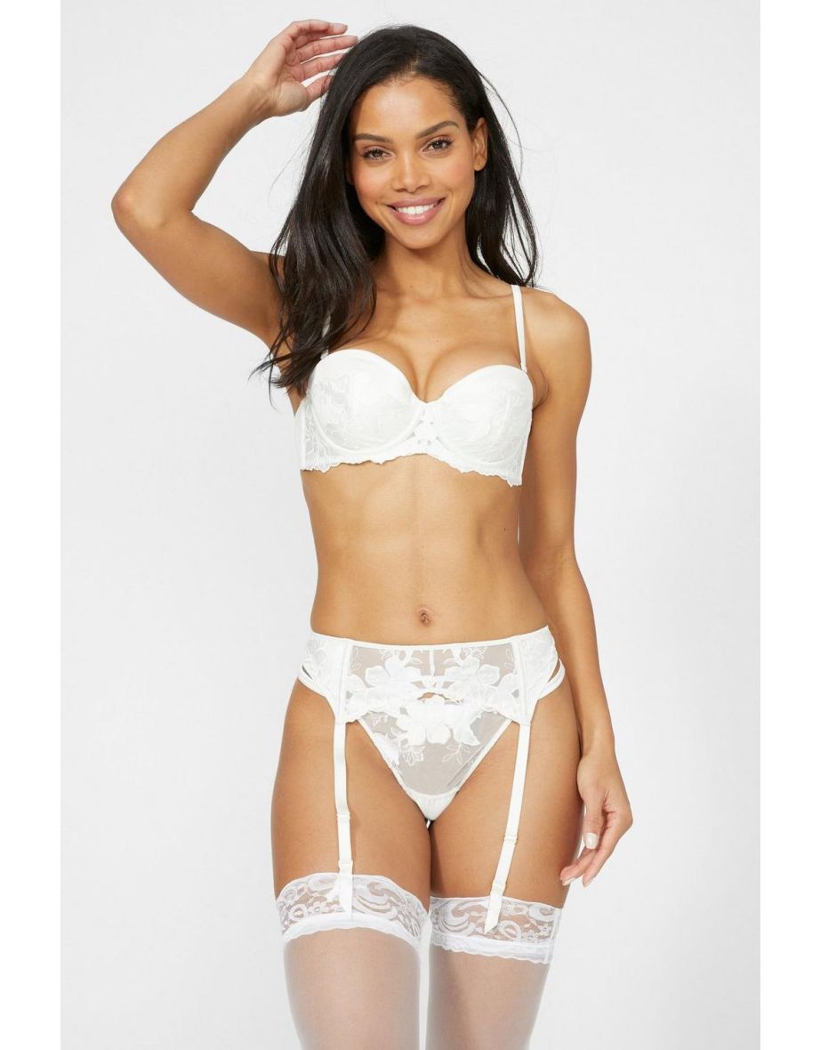 Buy Gorgeous Lily Embroidered Bridal Thong Brief In White