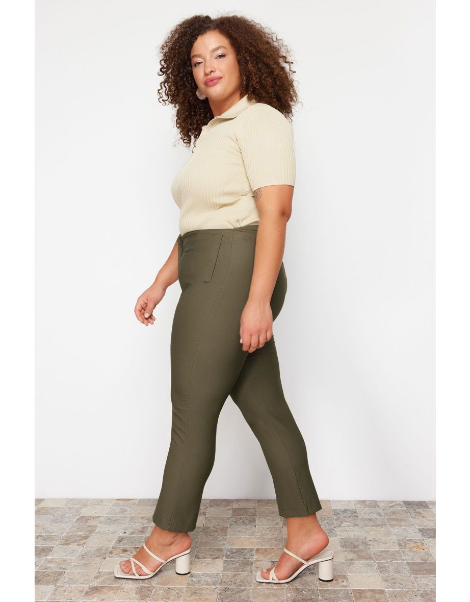 Khaki Cigarette Woven Trousers