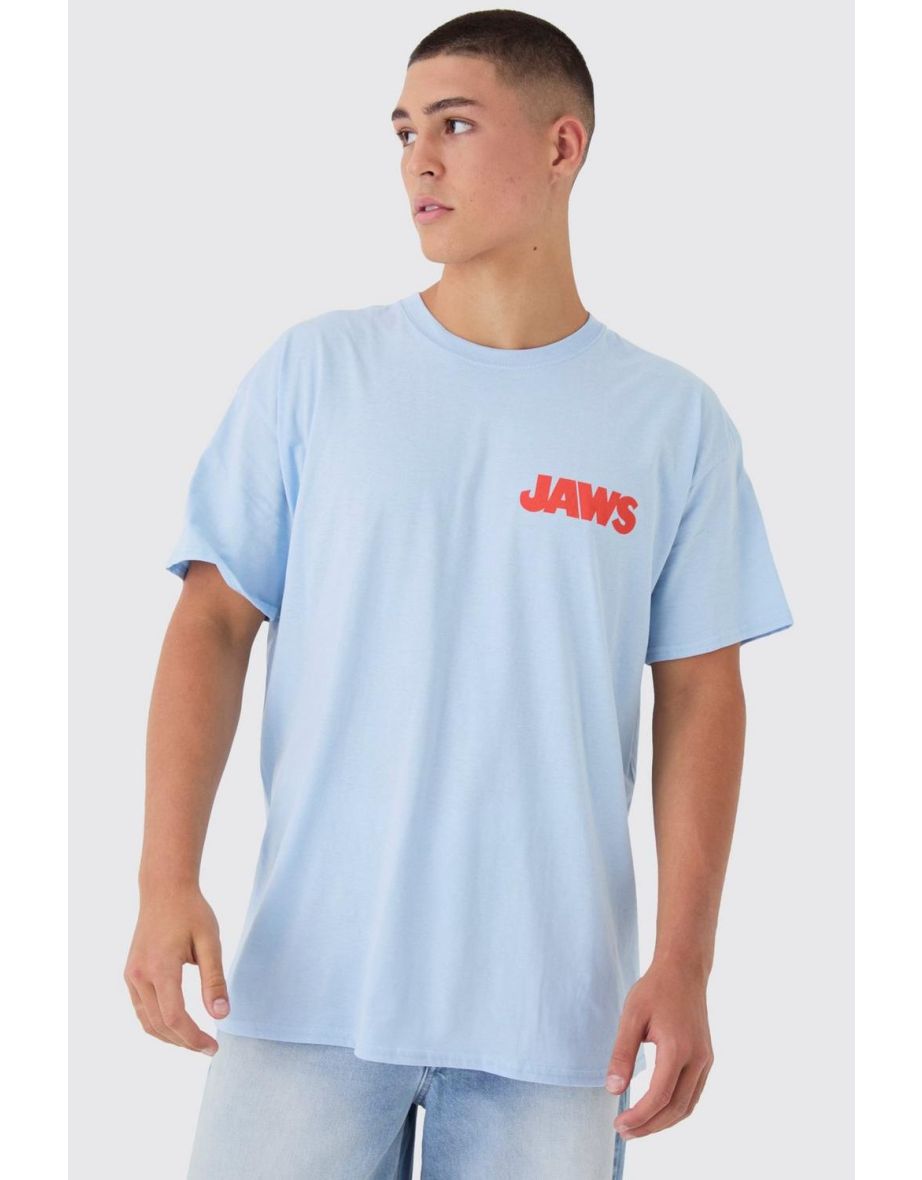 Oversized Jaws Comic License Print T-Shirt - blue