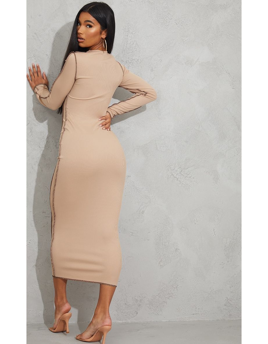 nude rib dress
