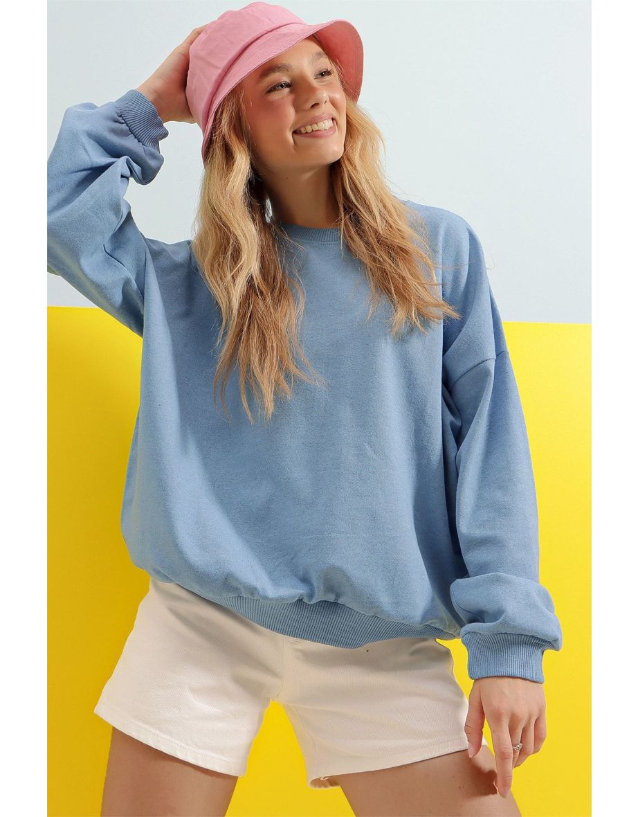 Sweatshirt - Blue - Oversize
