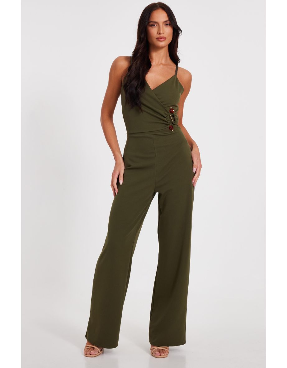 Khaki Strappy Buckle Detail Jumpsuit