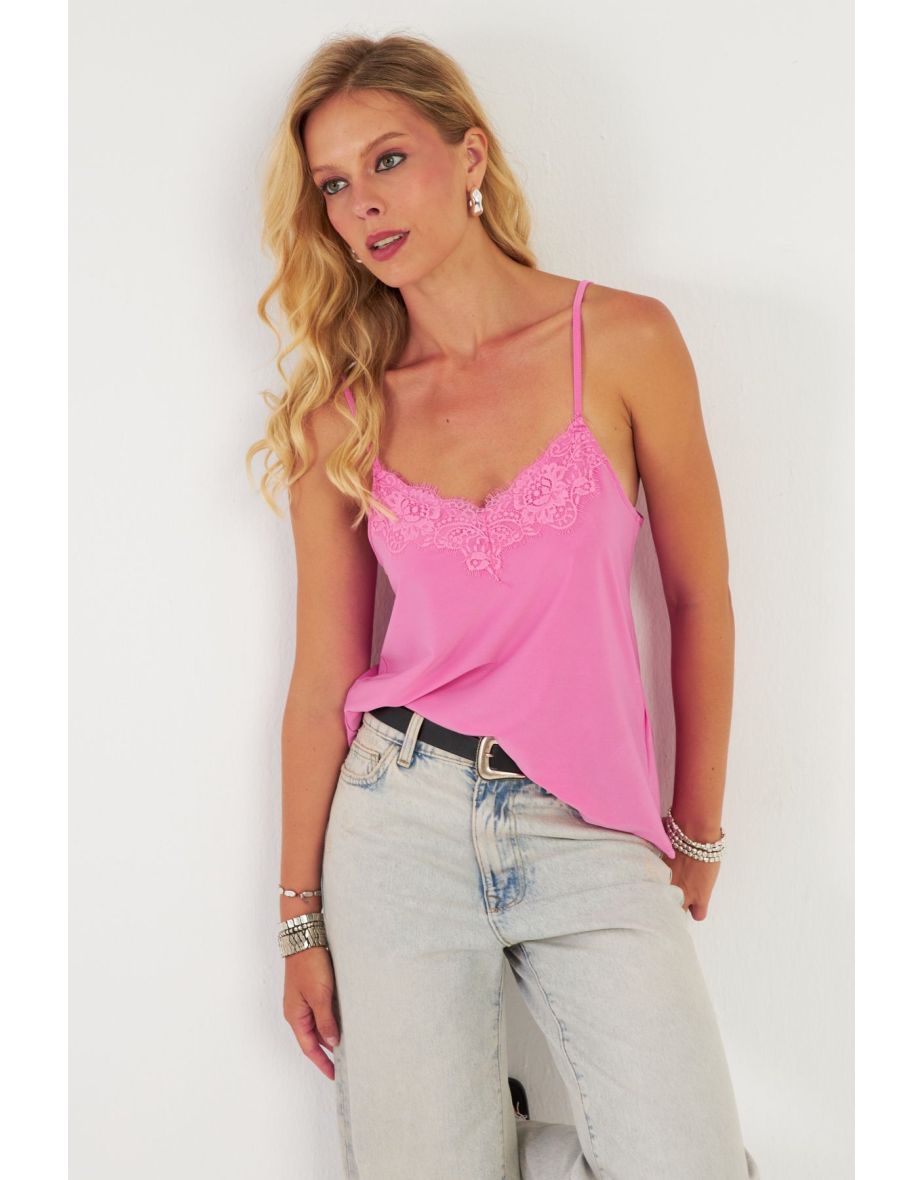Women's Pink Lace Undershirt