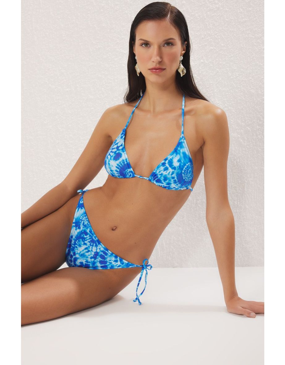 Batik Patterned Triangle Tied Bikini Set