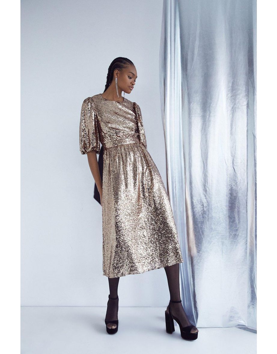 Warehouse silver sequin clearance dress