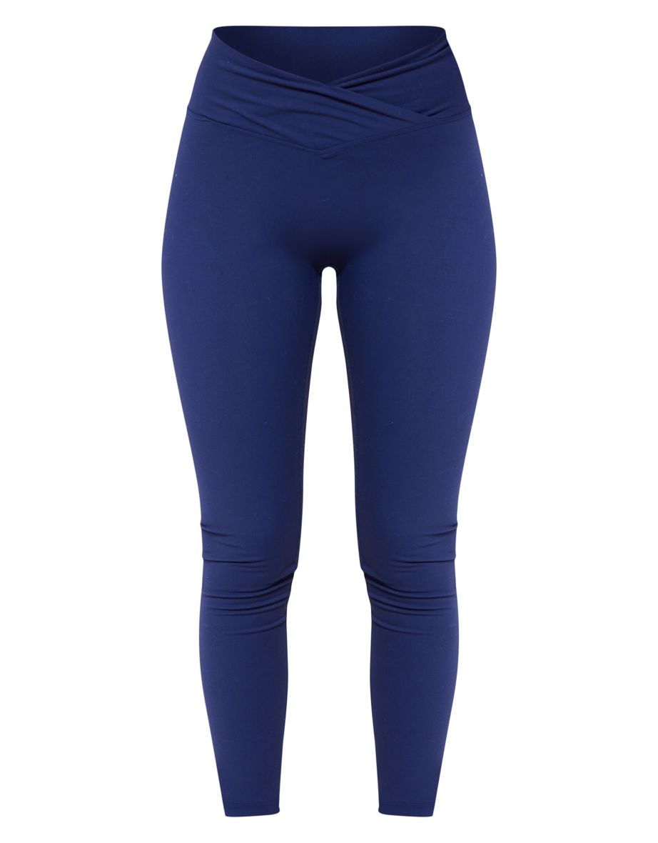 Petite Navy Contour Sculpt Wrap Over Leggings - 4