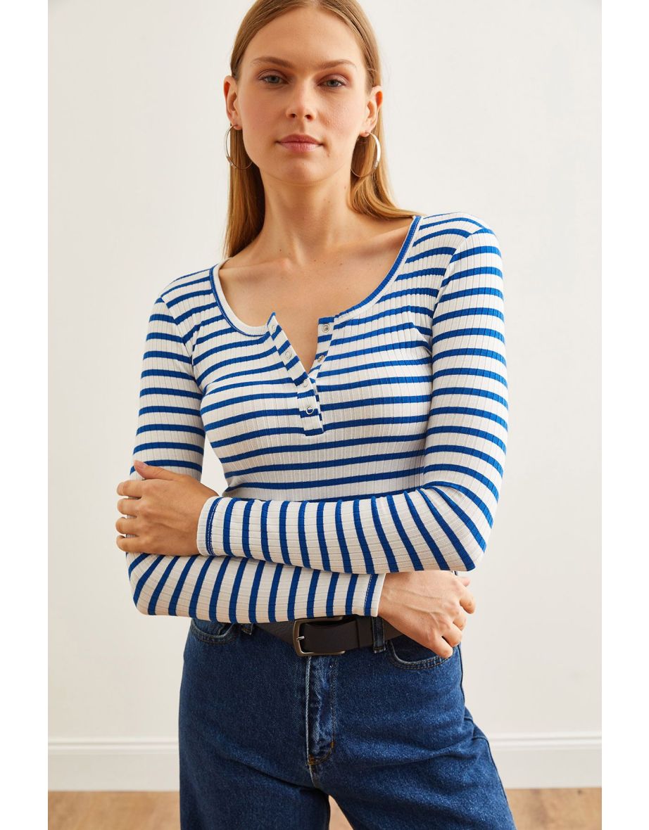 Women's Thick Ribbed Saxe Blue Plaid Camisole top