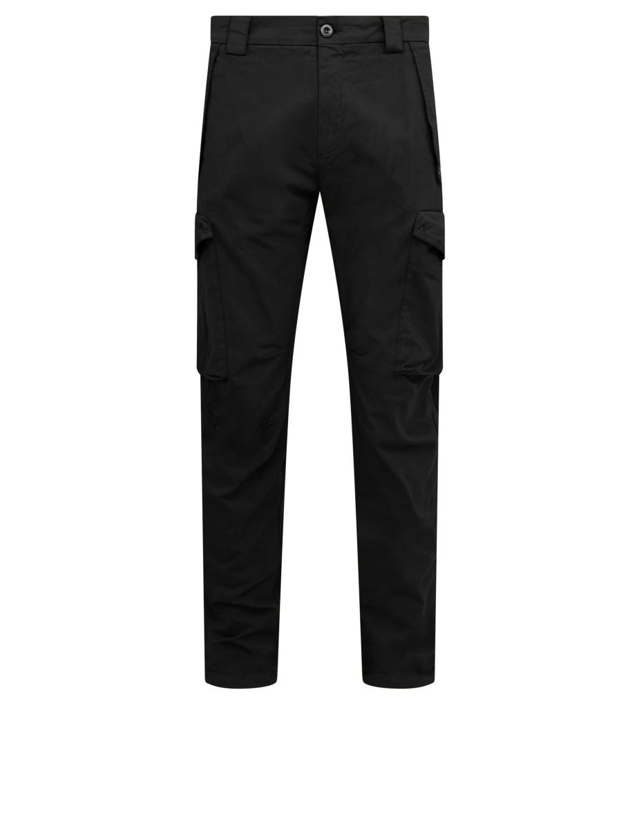 Men's C.P. Company Stretch Sateen Lens Pocket Cargo Pants in Black