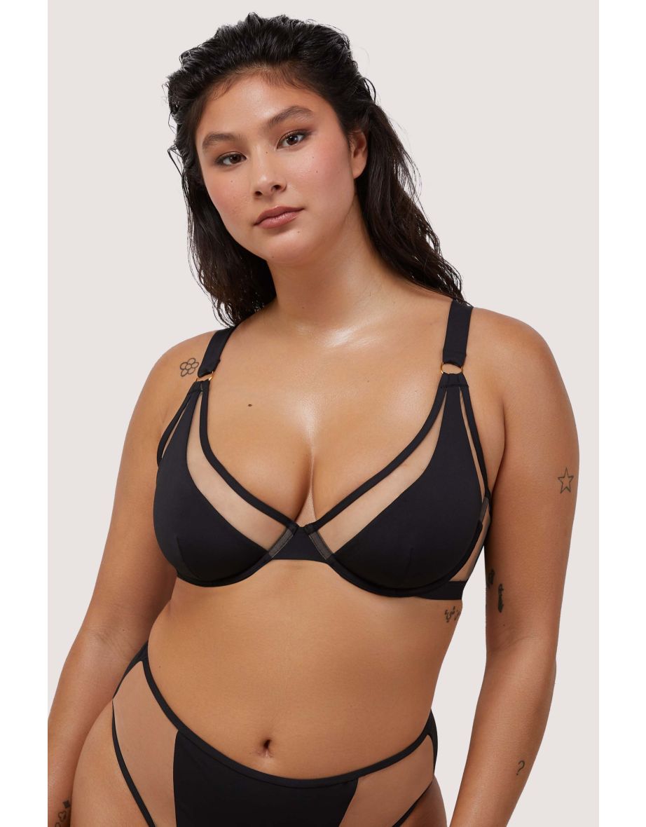 Eloise Mix & Match Black and Nude Mesh Wired Triangle Bikini Top