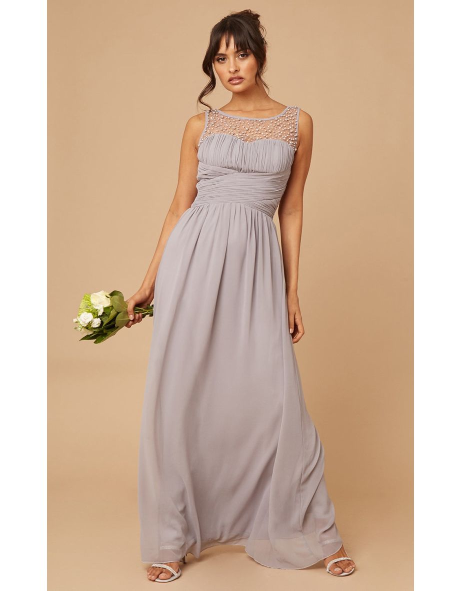 Grace Grey Embellishment Sweetheart Maxi Dress