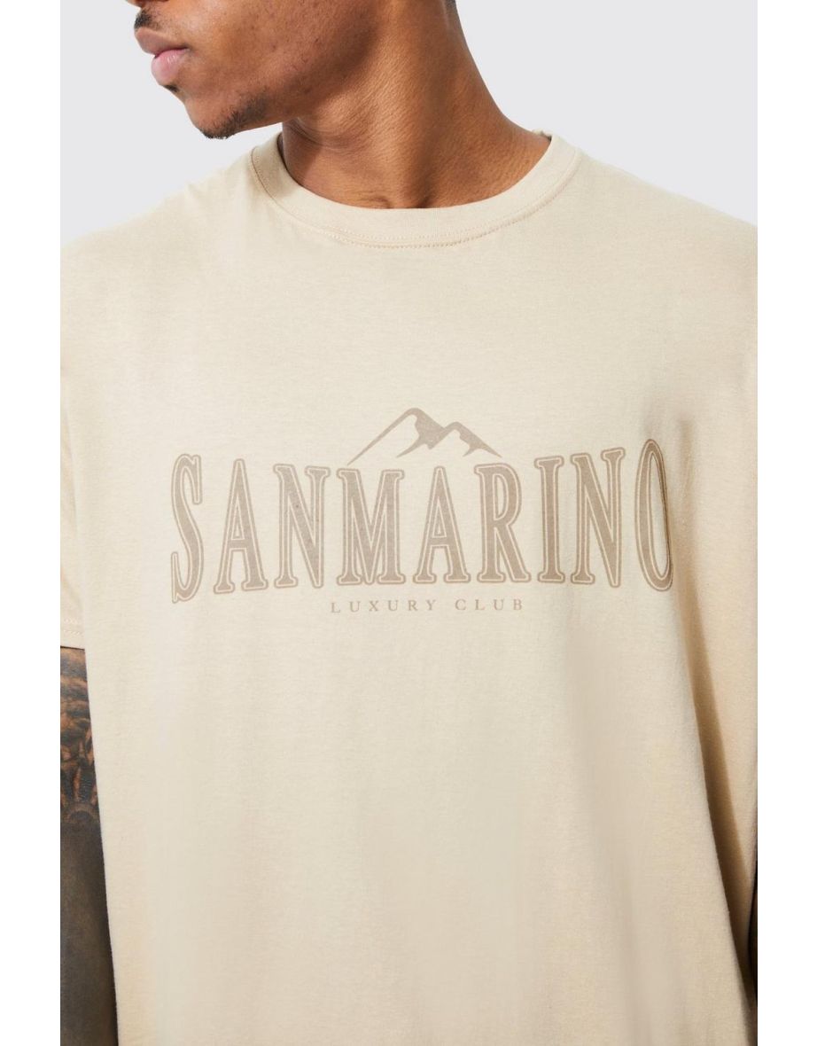 Oversized San Marino Mountain Graphic T-shirt - sand - 2