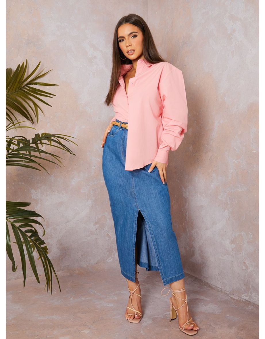 Cotton Poplin Shirt in Pink