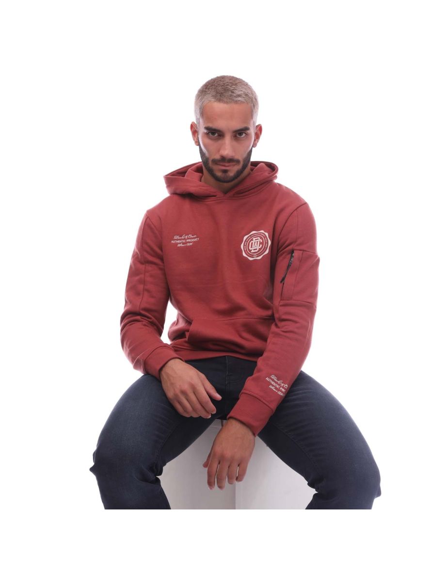 Men's Duck and Cover Keyaan Logo Hoodie in Red - 3