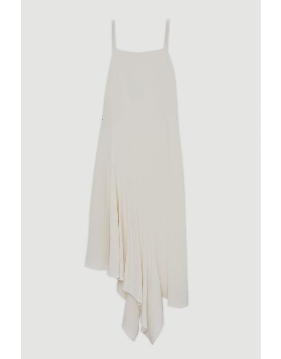Soft Tailored Draped Asymmetric Skirt Midi Dress - 3