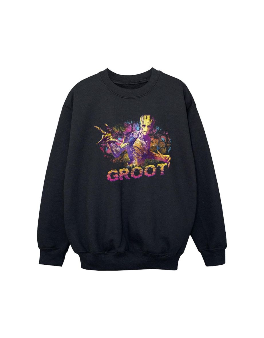 Shop Marvel Girls Guardians Of The Galaxy Abstract Groot Sweatshirt Black Online in Qatar VogaCloset