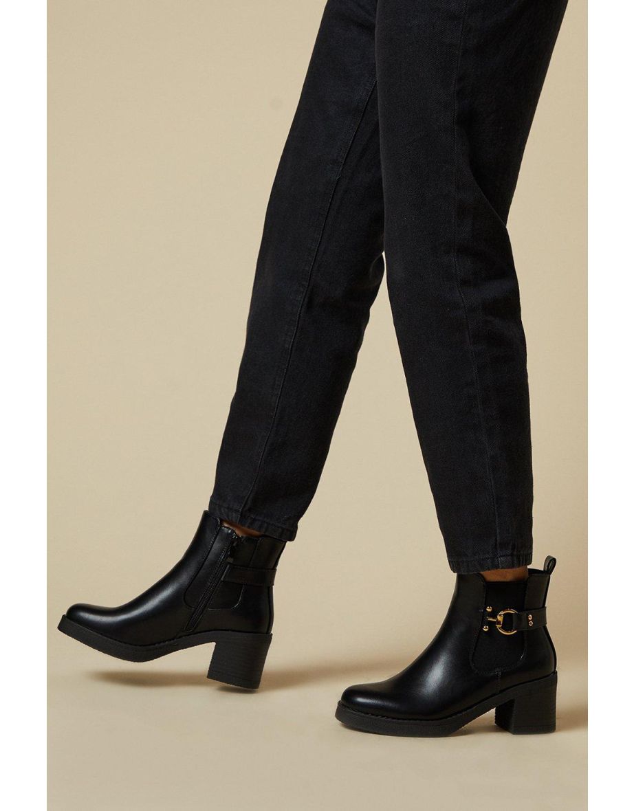 Marla Metal Detail Medium Block Heel Chelsea Ankle Boot