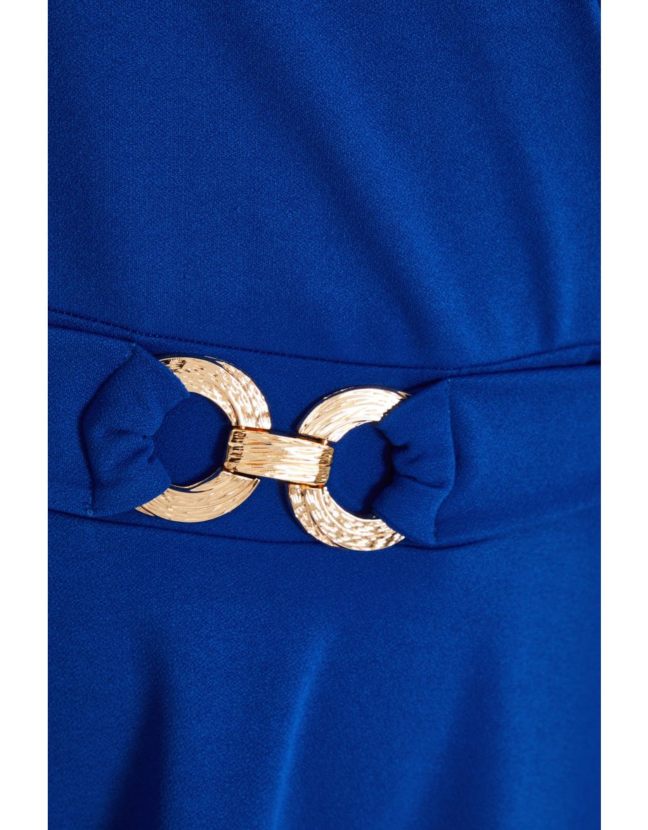 Curve Royal Blue Skater Midi Dress - 5