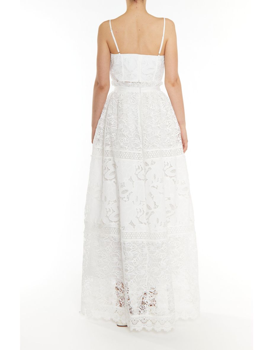 Melissa Co-ord White Patchwork Lace Corset Style Crop Top - 1