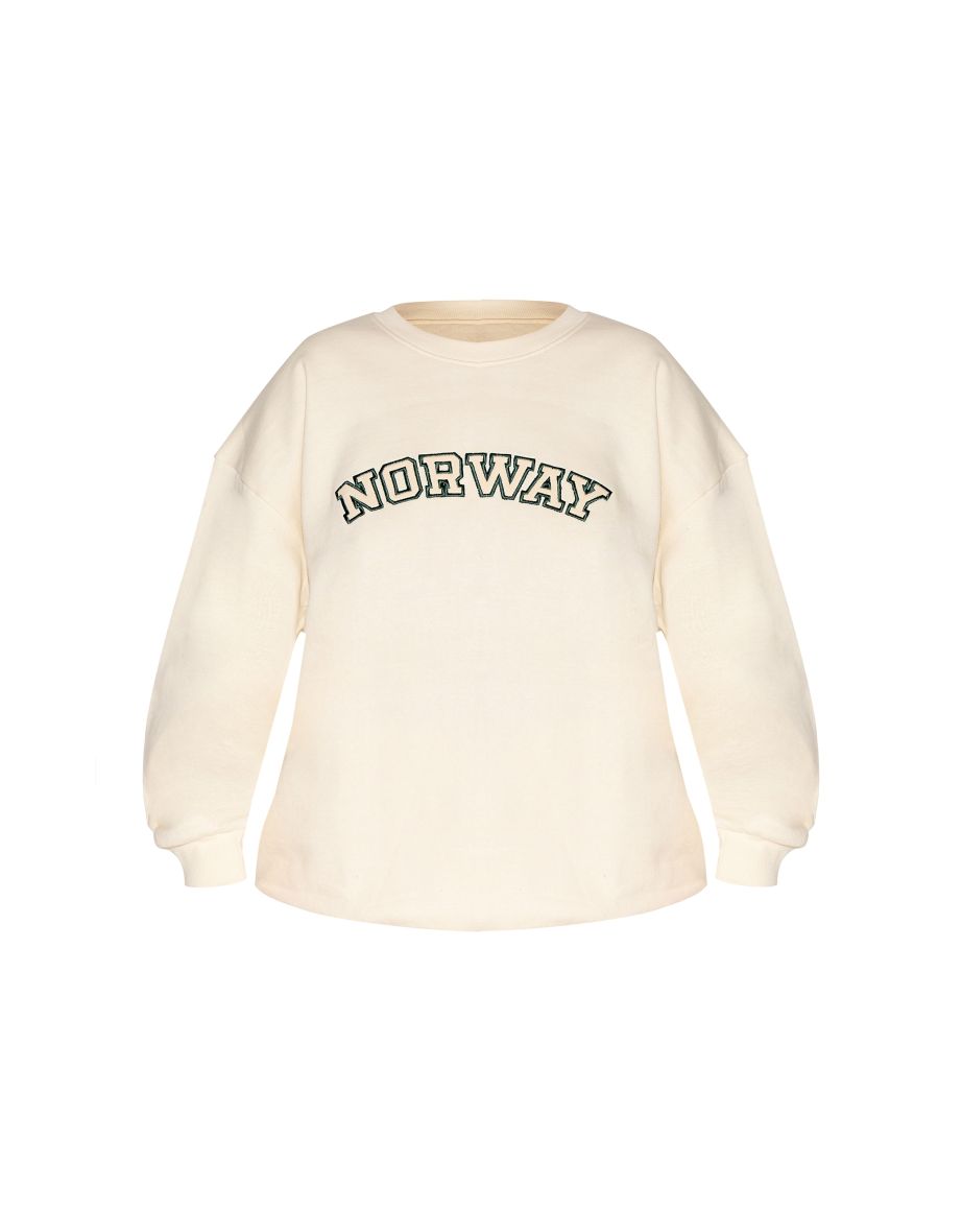 Plus Cream Premium Embroidered Norway Sweatshirt - 4