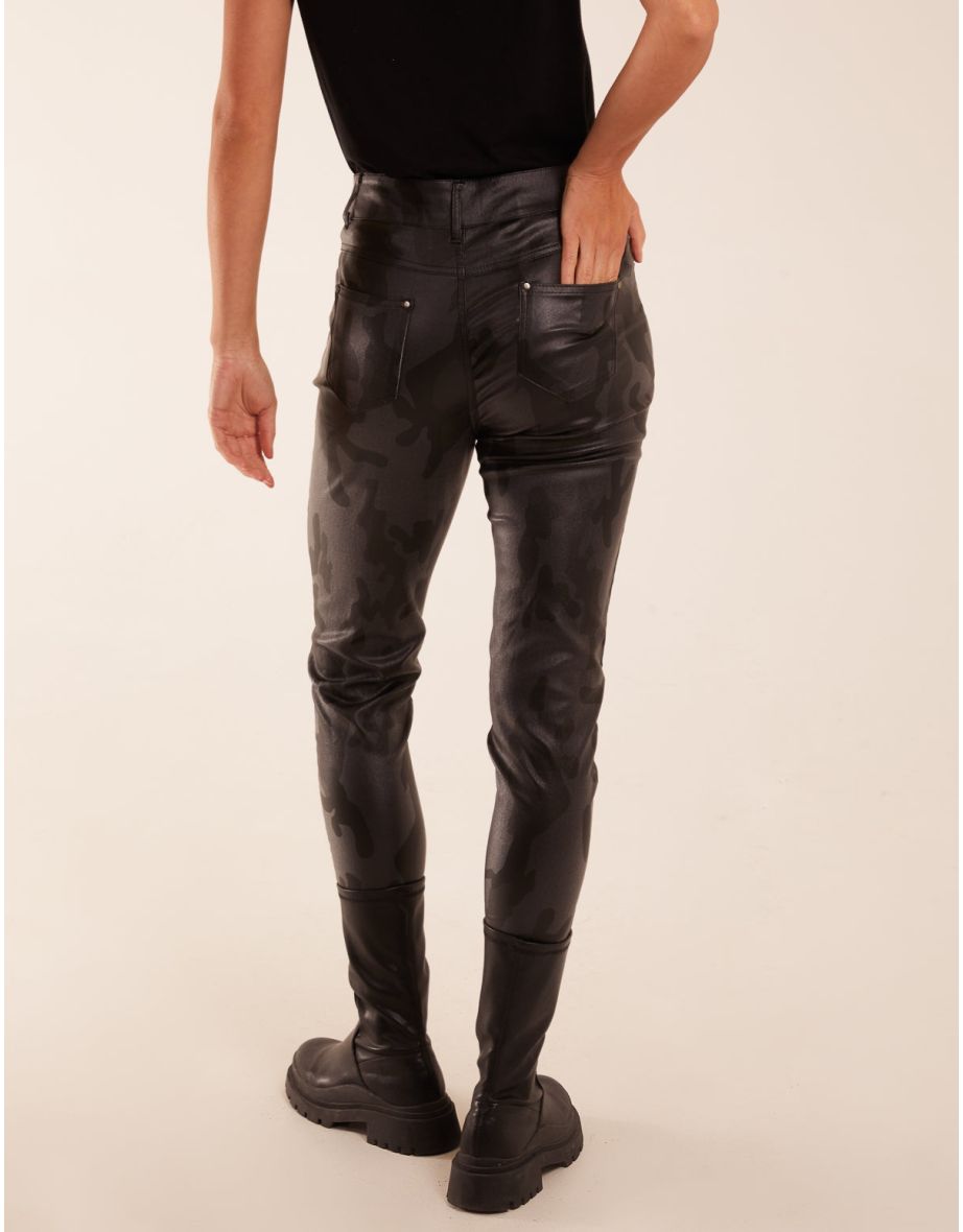 Camouflage PU Leather Skinny Jean - 3