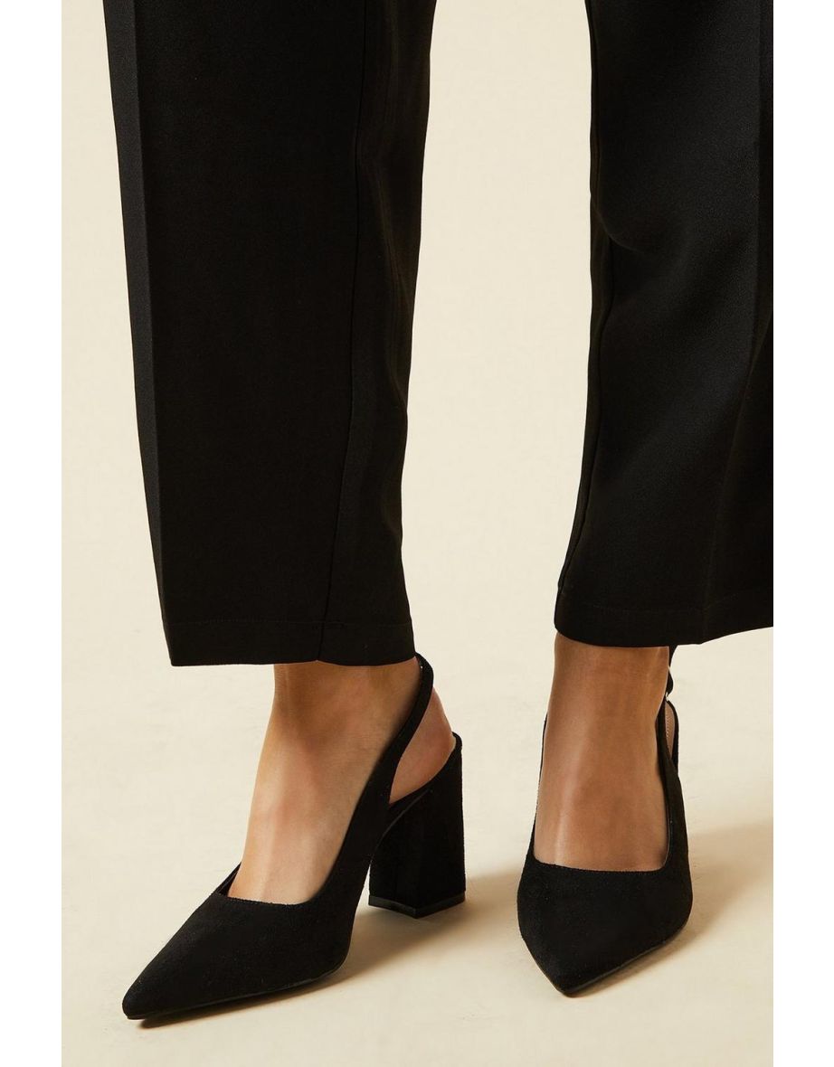 Wide Fit Ellens Pointed Block Heel Slingback Court Shoes