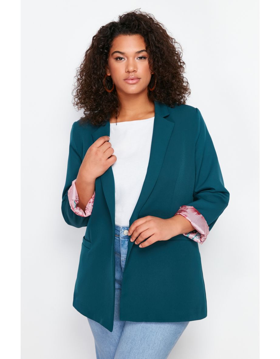 Green Woven Plus Size Jacket