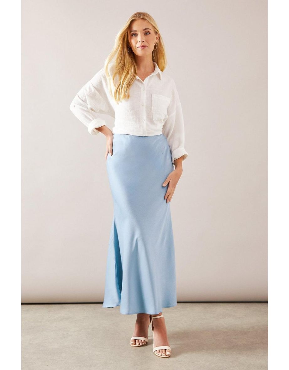 Petite Satin Bias Cut Maxi Skirt