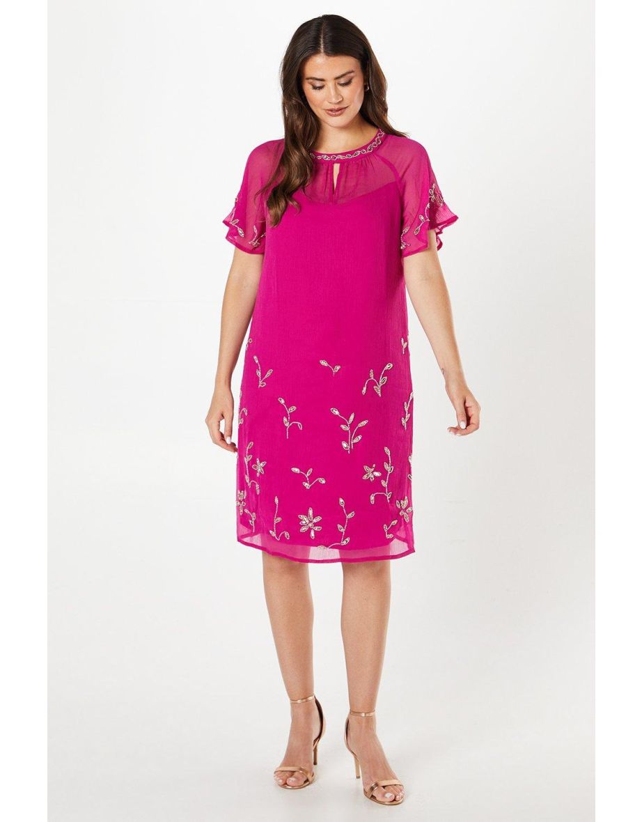 Tall Embellished Short Sleeve Shift Dress