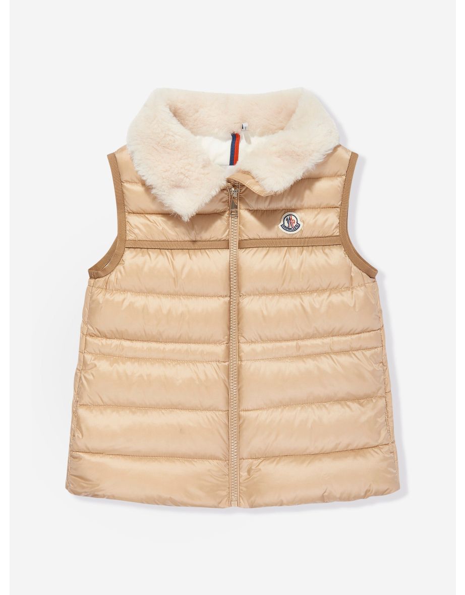 Moncler Enfant Girls Down Padded Elisheba Gilet in Beige