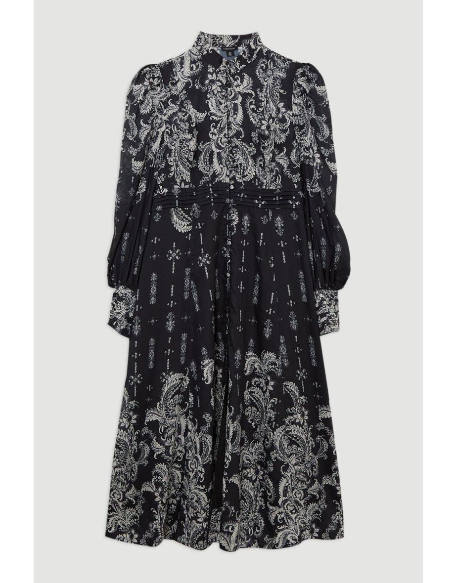 Plus Size Mono Floral Woven Button Up Midaxi Dress - 3