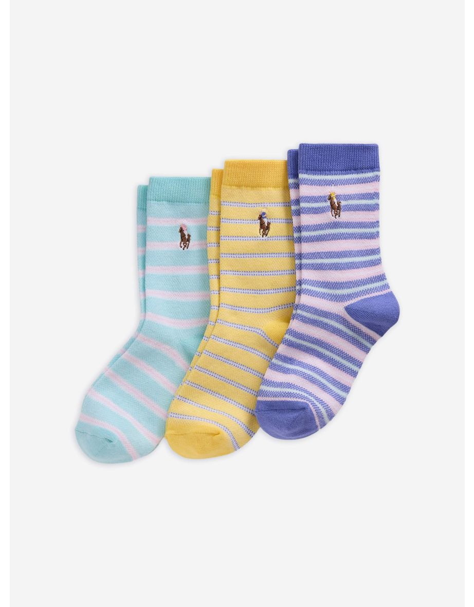 Boys 3 Pack Oxford Stripe Socks Set in Blue