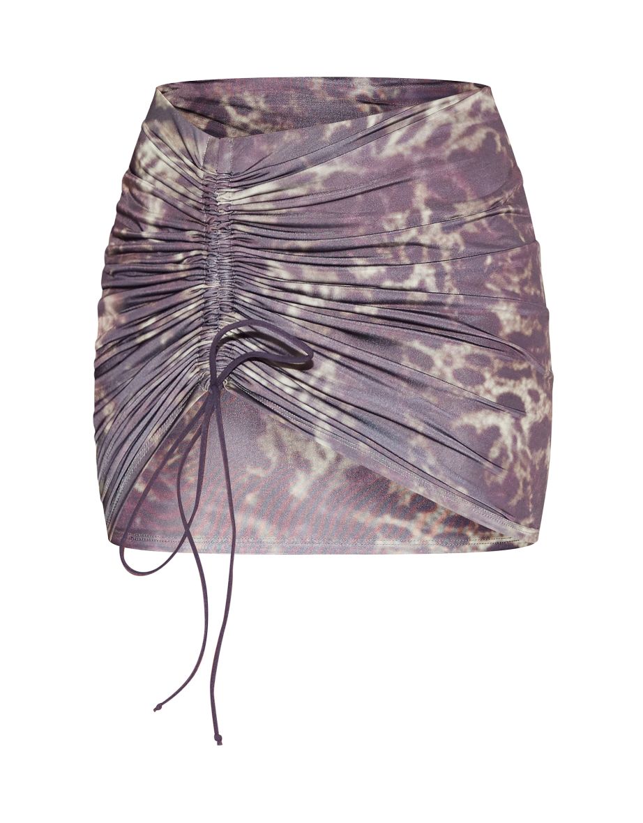 Grey Leopard Print Ruched Asymmetric Mini Skirt - 5