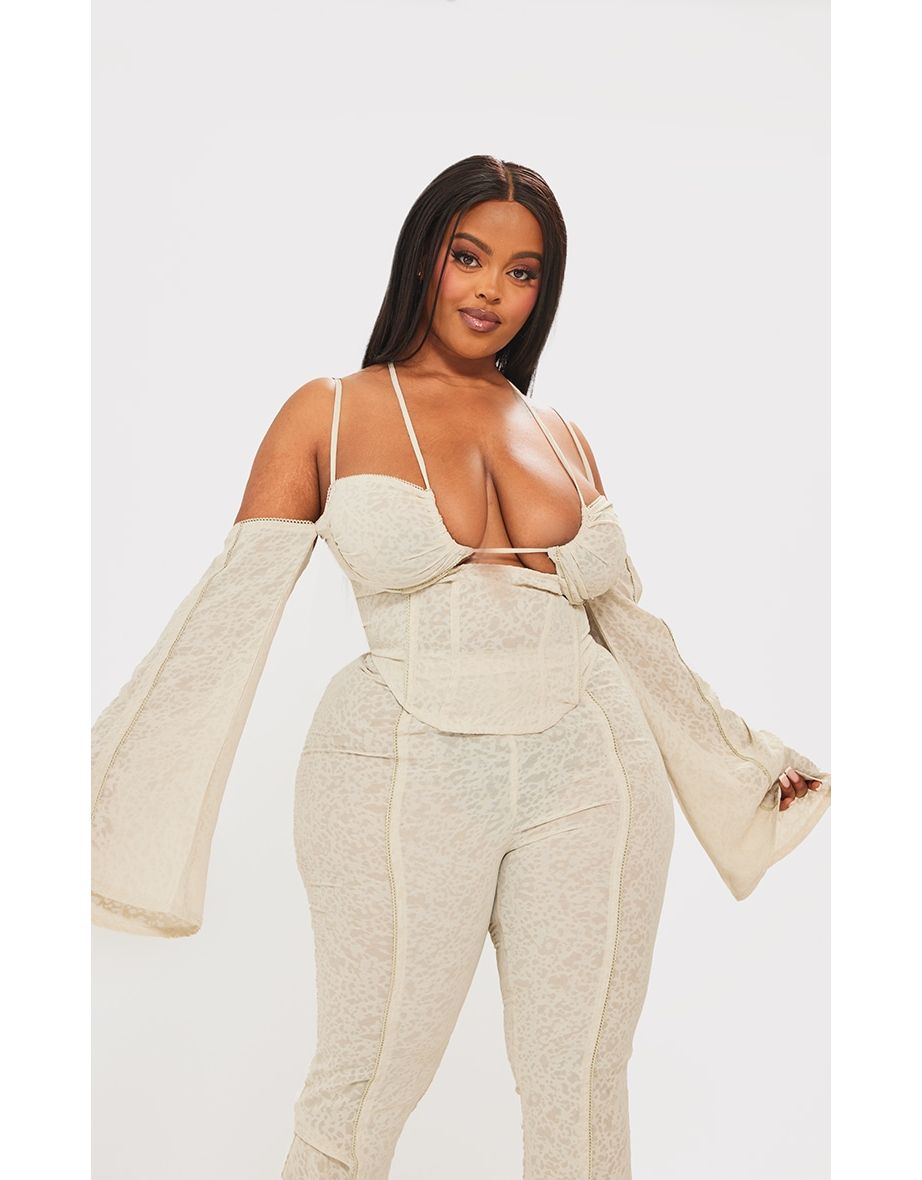 Plus Stone Distressed Underwired Corset Top