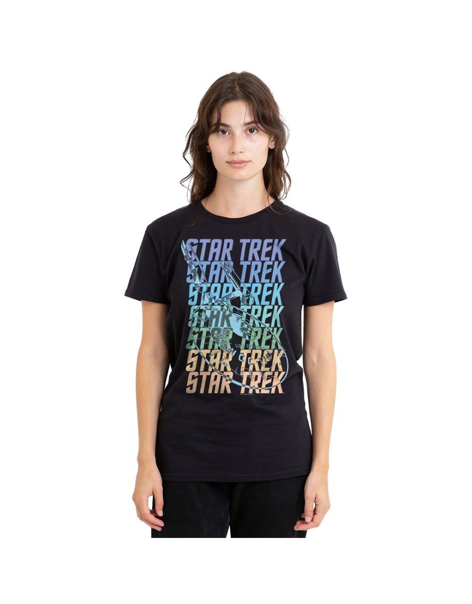 Star Trek Unisex Adult Enterprise Multi Logo T-Shirt - Black