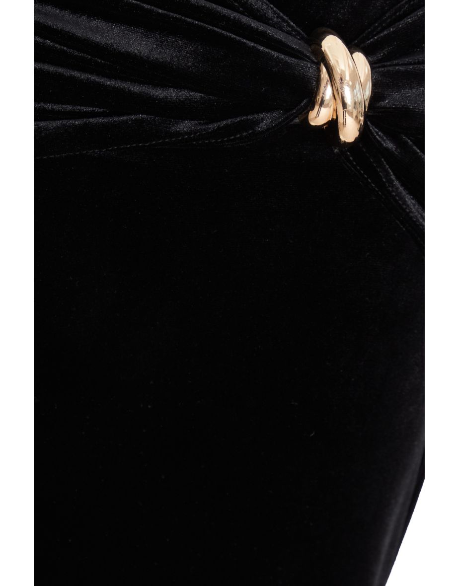 Black Velvet Maxi Skirt - 5
