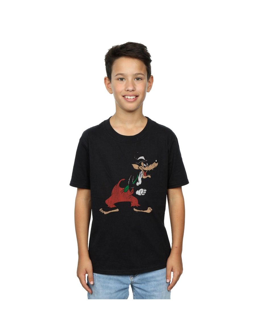 Disney Boys Three Little Pigs Big Bad Wolf T-Shirt - Black