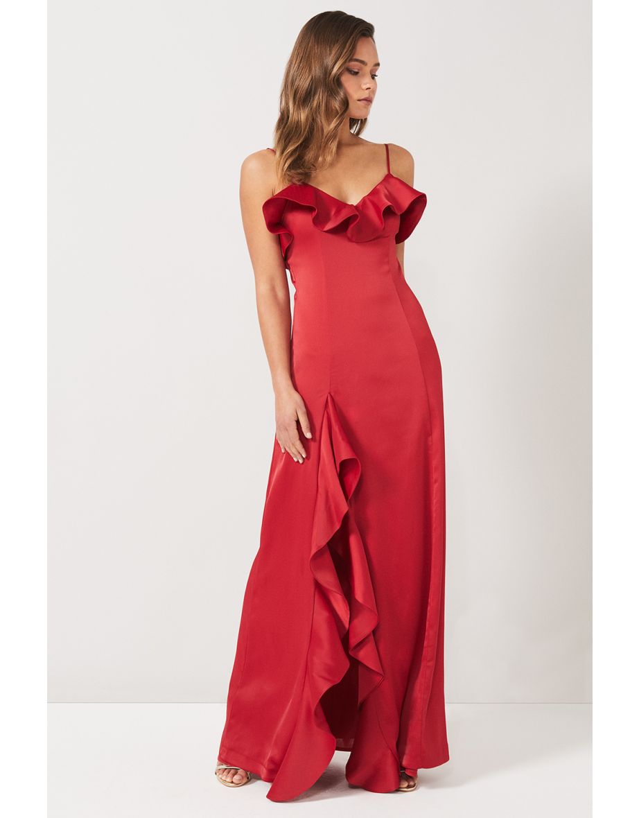 فستان بكشكش - أحمر