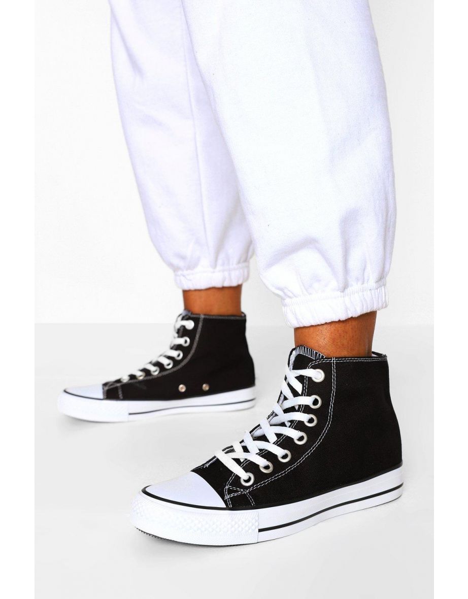 High Top Canvas Trainers - black