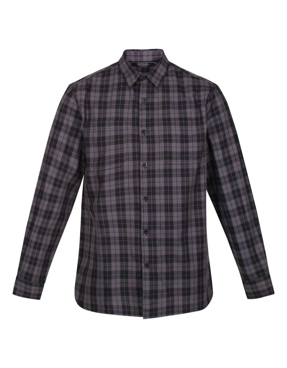 Men's Regatta Lance Organic Cotton Long Sleeve Shirt in Black