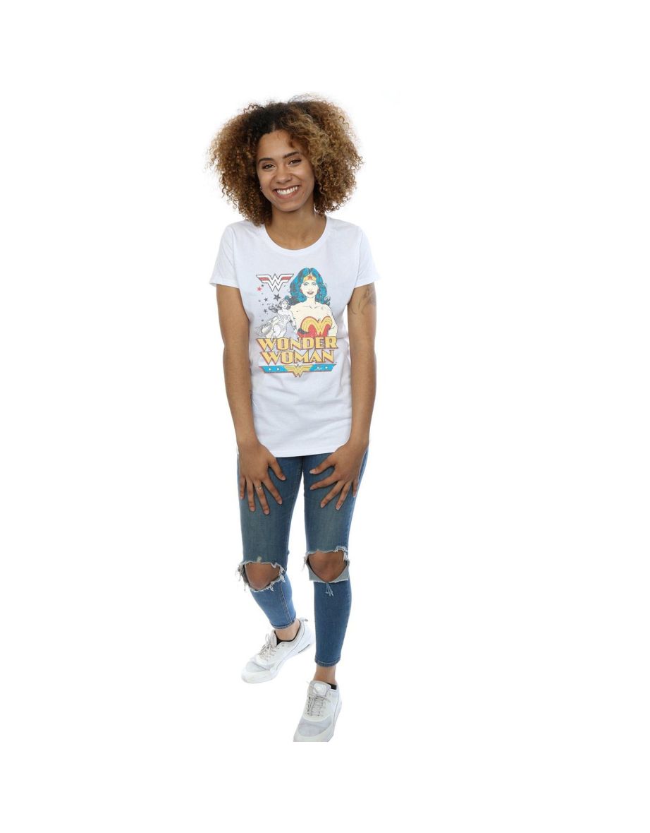 DC Comics Womens/Ladies Wonder Woman Posing Cotton T-Shirt - White