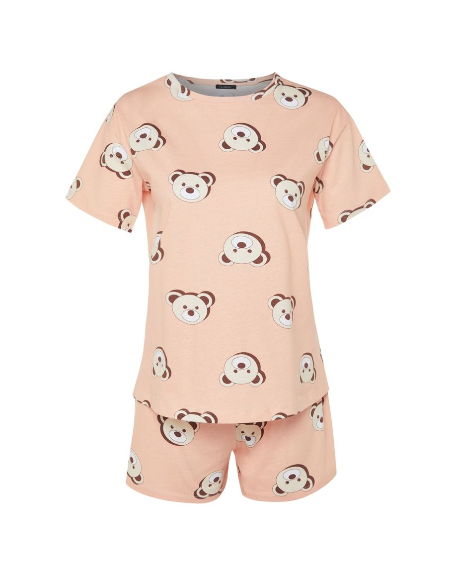 Pajama Set - Orange - Graphic - 7