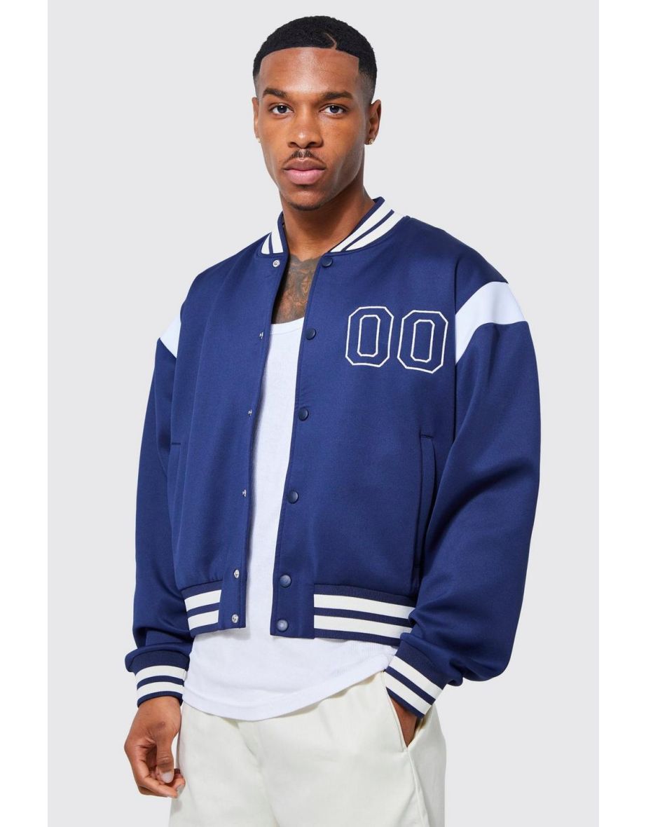 Boxy Scuba Varsity Jacket - navy - 2